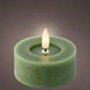 Led theelicht wax groen/warm wit dia 7cm x h6cm
